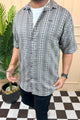 Turbo Cubin Textured Striped Casual Shirt In Charcoal Grey