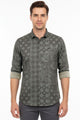 Turbo Splash Printed Long Sleeve Cotton Casual Shirt In Charcoal Grey