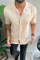 Turbo Designer Motif Floral Casual Shirt In Creem