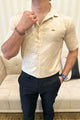 Turbo Designer Motif Floral Casual Shirt In Creem