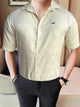 Turbo Designer Motif Floral Casual Shirt In Creem