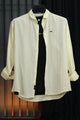 Turbo Billy Textured Knit Long Sleeve Cotton Casual Shirt In Creem
