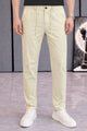 Men's Button Closure Elastic Slim-Fit Trouser