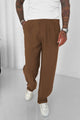 Turbo Comfort Front Plate Regular Straight-Fit Trouser In Dark Brown