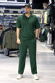 Turbo Street Comfort Collar Style Tracksuit In Dark Green