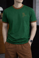 Turbo Contrasting Round Neck Tee In Dark Green