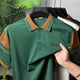 Turbo Casual Holiday Contrasted Men's Polo Shirt In Dark Green