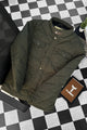 Button Placket Motif Imported Puffer Jacket In Dark Green