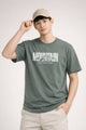 Mens Mountain Typography Graphic Tee In Dark Grey