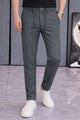 Men's Button Closure Elastic Slim-Fit Trouser In Charcoal