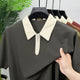 Men's Minimal Design OverSize Polo Shirt In Dark Grey