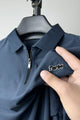 Turbo Abstract Symmetry Zip-Collar Men's Polo Shirt In Dark Blue