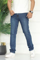 Turbo Mid Washed Stretchable Slim Fit Jeans In Dark Blue