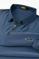 Turbo Abstract Symmetry Zip-Collar Men's Polo Shirt In Dark Blue