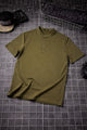 Elegance Fit Henley Neck Button Tee
