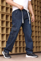 Denim Men's Relaxed Fit Straight Leg Baggy Jeans In Dark Blue