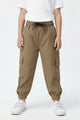 Turbo Casual Cargo Kids Trousers For Boys In Dark Camel