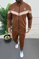 Nke Diagonal V Panel Signature Full Zipper Tracksuit In Dark Camel