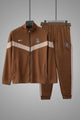 Nke Diagonal V Panel Signature Full Zipper Tracksuit In Dark Camel