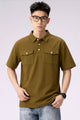 Turbo Classic Button Placket Men's Polo Shirt In Dark Camel