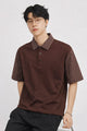 Turbo  Striped Collared Men's Polo T-Shirt In Dark Maroon