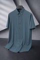 Turbo Textured Finish Button Down Silk Casual Shirt In Dark Zink