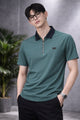 Turbo Quarter Zipper Design Polo Men's T-Shirt