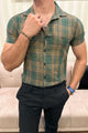 Turbo Classic Pattern Comfort Casual Shirt In Green
