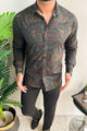 Turbo Retro Flower Motif Long Sleeve Cotton Casual Shirt