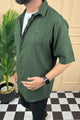 Turbo Minimalist Design Half Sleeve Casual Shirt In Dark Green