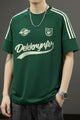 3 Stripes Graphic Typography Round Neck T-shirt In Green