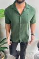 Turbo Minimalist Design Half Sleeve Casual Shirt In Dark Green