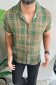 Turbo Classic Pattern Comfort Casual Shirt In Green