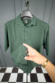 Turbo Minimalist Design Half Sleeve Casual Shirt In Dark Green