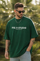 Emerald Edge Round Neck OverSize T-shirt In Green