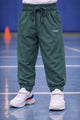 Turbo Fit Premium Micro Sportswear Kids Trousers For Boys In Green