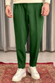 Turbo Pique Textured Double Plate SlimFit Trouser In Green