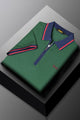 Turbo Record Zip Collar-Block Men's Polo Shirt In Green