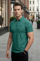 Turbo Elite Weave Textured Zipper Men's Polo Shirt In Light Green