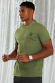 Turbo Abstract Zip Collar Men's Polo Shirt In Olive