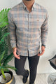 Turbo Plaid Pattern Creation Long Sleeve Cotton Casual Shirt