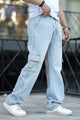 Denim Men's Relaxed Fit Straight Leg Baggy Jeans In Ice Blue