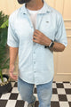 Turbo Textured Relaxed Fit Casual Shirt In Ice Blue