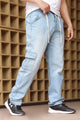 Denim Men's Relaxed Fit Straight Leg Baggy Jeans In Ice Blue