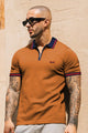 Turbo Record Zip Collar-Block Men's Polo Shirt In Orange