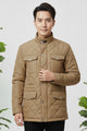 Button Placket Motif Imported Light Weight Jacket In Khaki