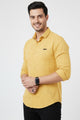 Turbo Vintage Patterend Long Sleeve Cotton Casual Shirt In Khaaki