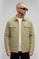 Regular Fit Self Design Imported Puffer Jacket In Khaki