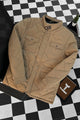 Button Placket Motif Imported Puffer Jacket In Khaki