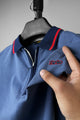 Turbo Record Zip Collar-Block Men's Polo Shirt In Light Blue